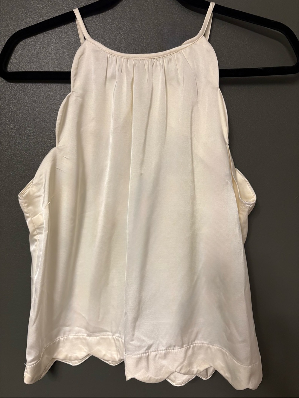 Monteau Cream Scallop-Hem Spaghetti Strap Camisole